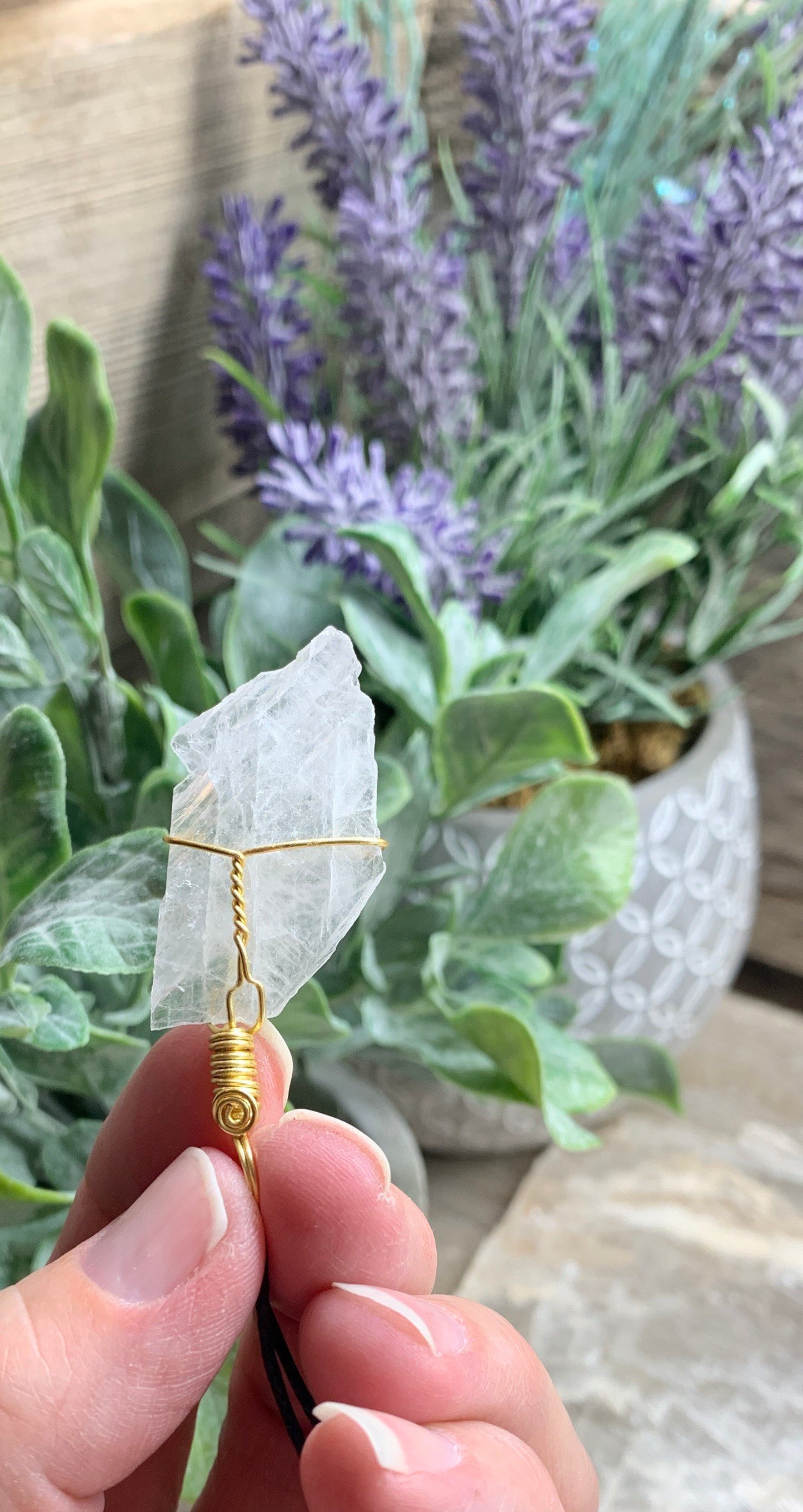 Celestite Wire Wrapped Necklace  HOT-0398