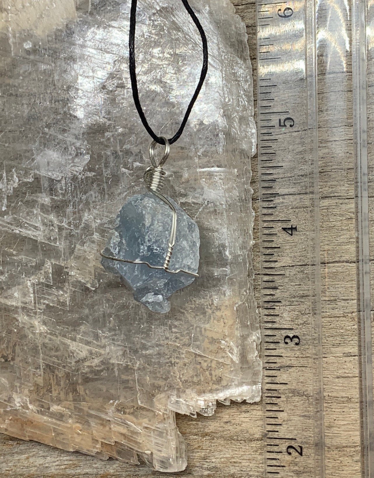 Celestite Wire Wrapped Necklace  HOT-0387