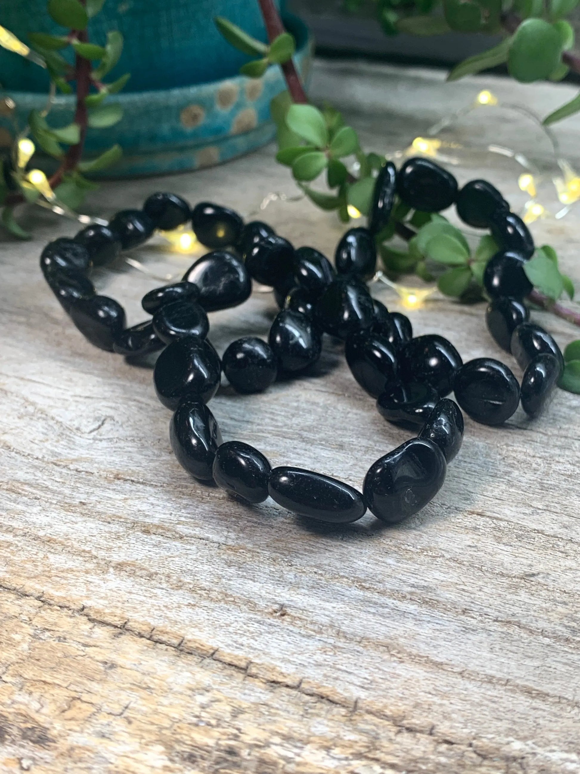 Black Tourmaline Large Pebble Bracelet BRC-0127 Shop Wholesale Crystals
