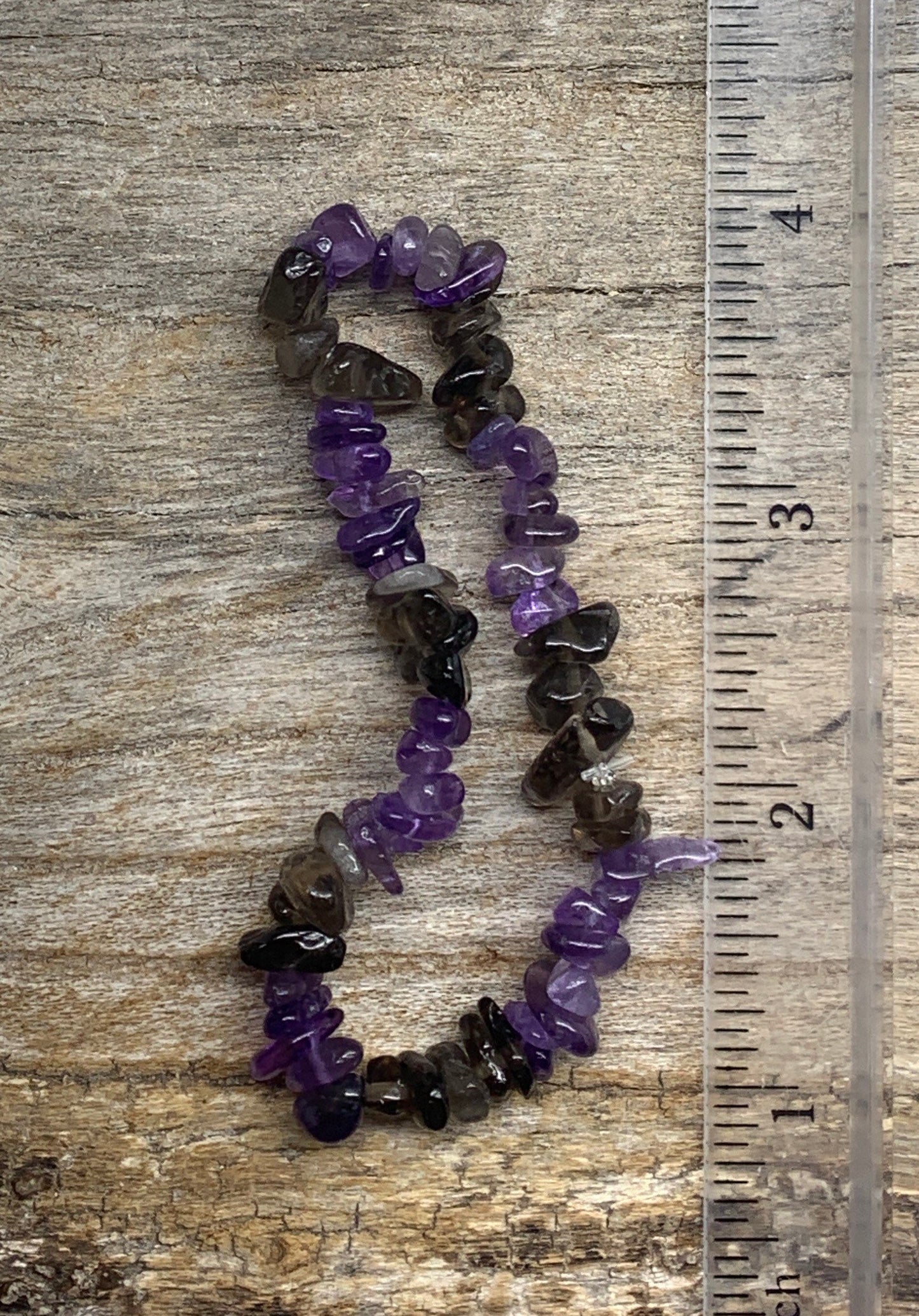 Amethyst & Smokey Quartz Chip Bracelet 1209