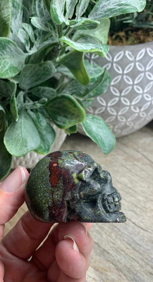 Dragon's Blood Jasper Carved Skull FIG-0226