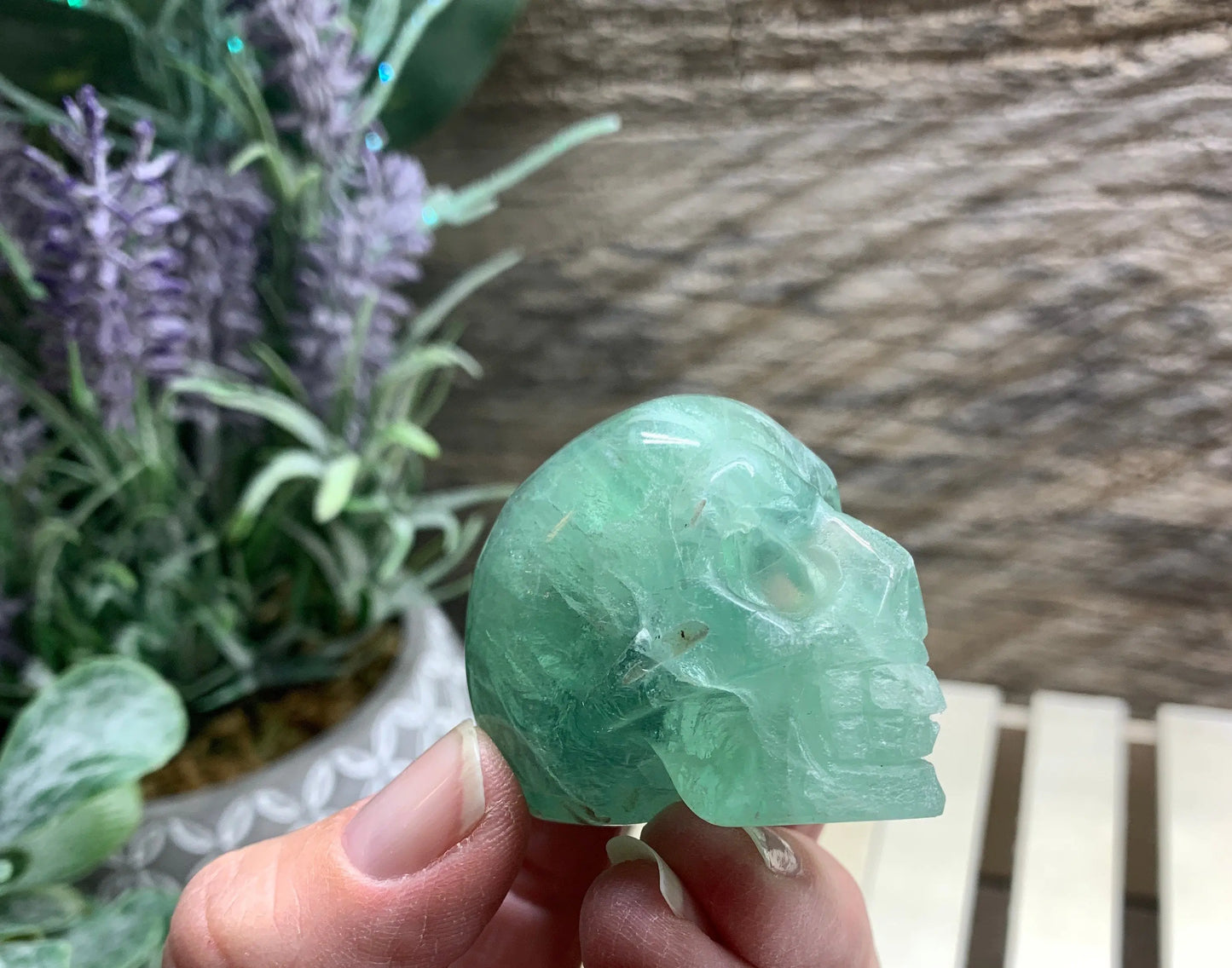 Green Fluorite Carved Skull FIG-0214 Shop Wholesale Crystals