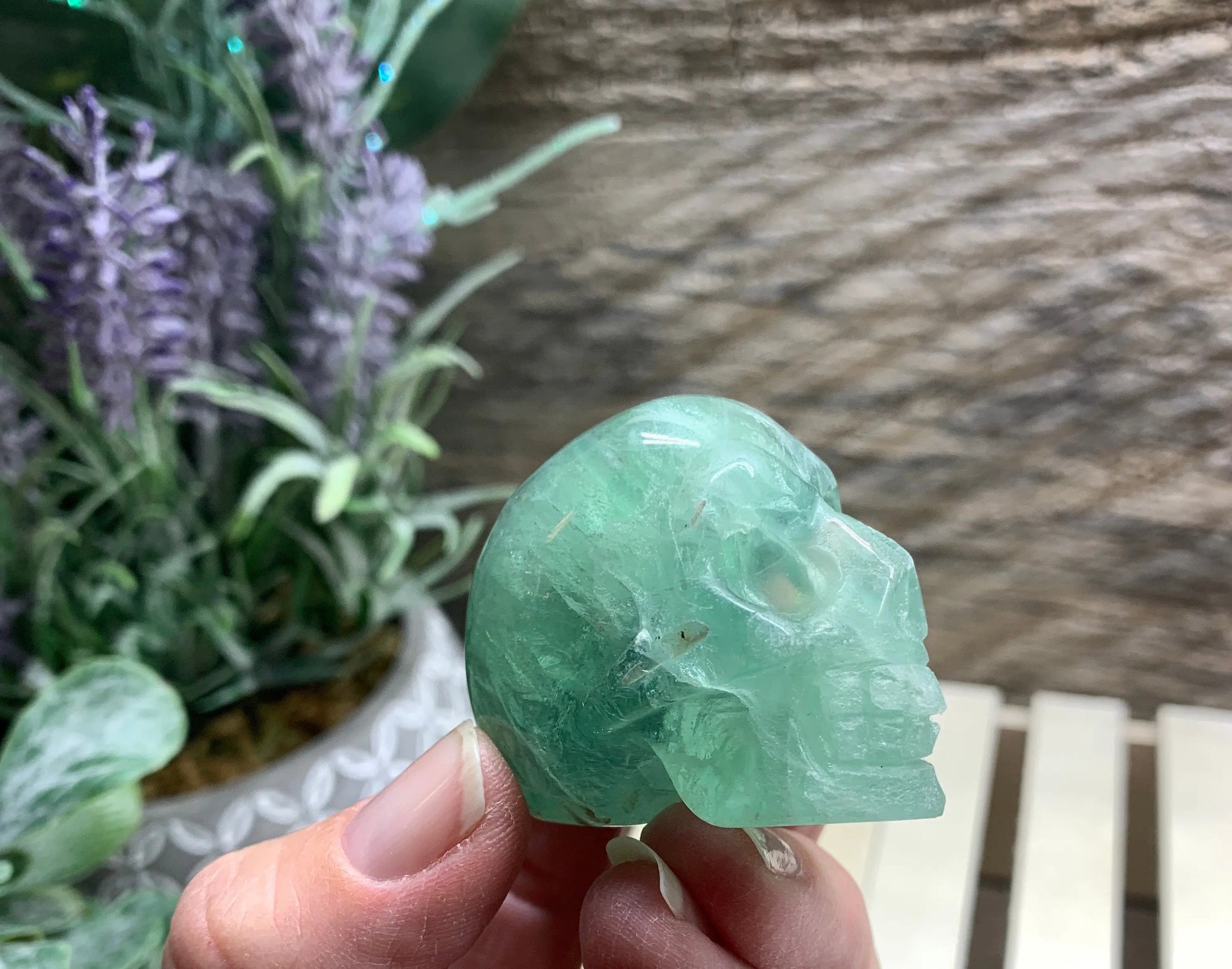 Green Fluorite Carved Skull FIG-0214 Shop Wholesale Crystals