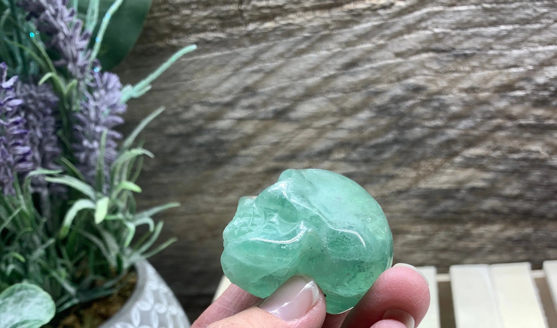 Green Fluorite Carved Skull FIG-0214 Shop Wholesale Crystals