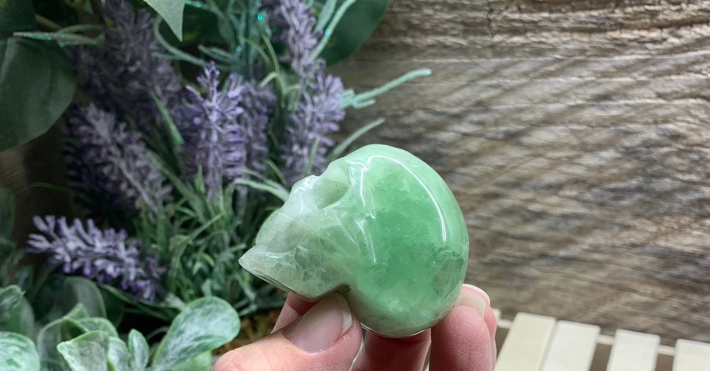 Green Fluorite Carved Skull FIG-0211 Shop Wholesale Crystals