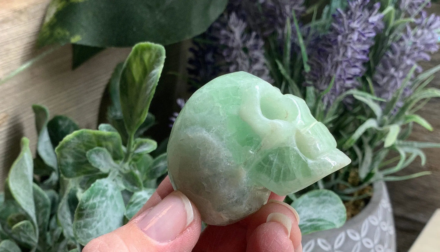 Green Fluorite Carved Skull FIG-0211 Shop Wholesale Crystals