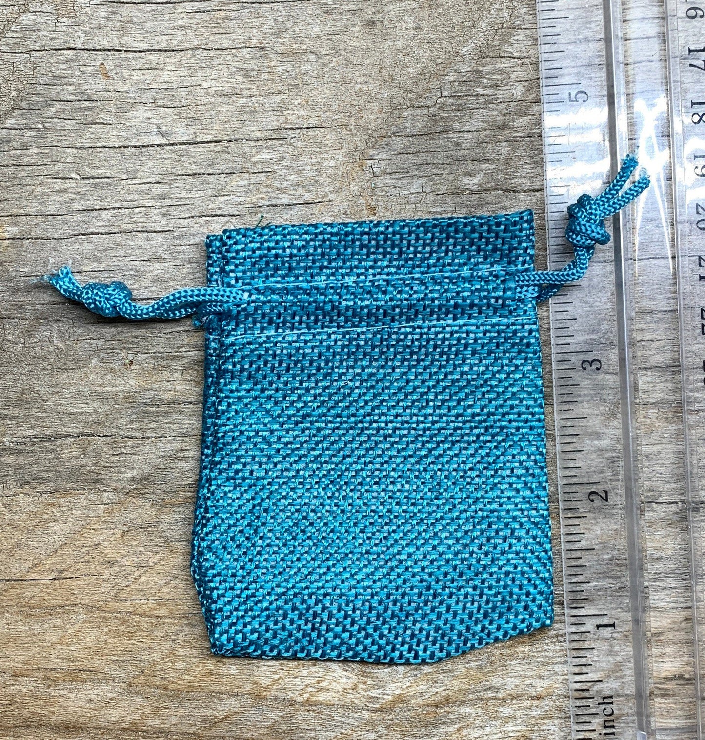 Turquoise Blue Tweed drawstring Bag 7cm x 9cm BAG-0033