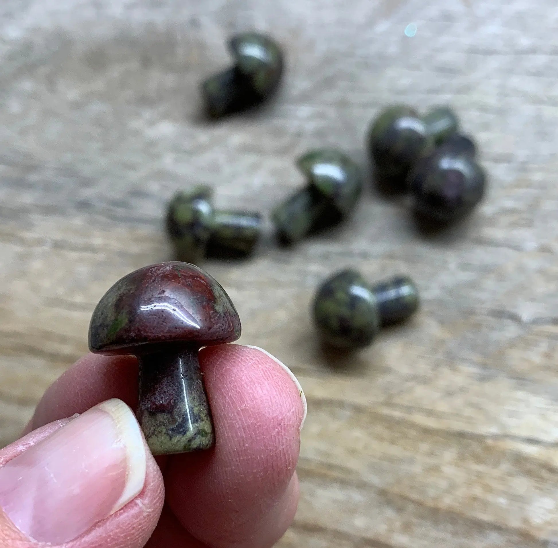 Dragons Blood Jasper Mushroom (Approx. 5/8”x 3/4”) 0008 Shop Wholesale Crystals