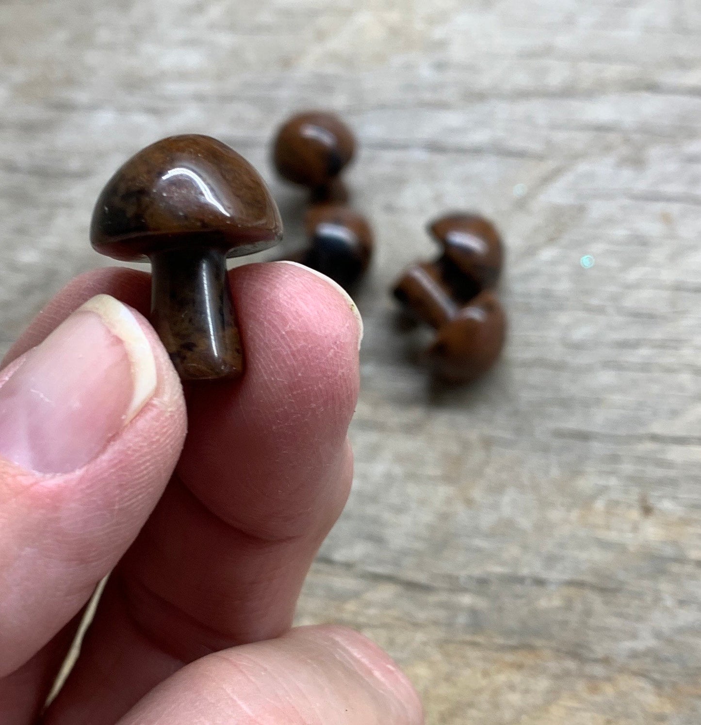 Mahogany Obsidian Mushroom (Approx. 5/8” x 3/4”) 0003