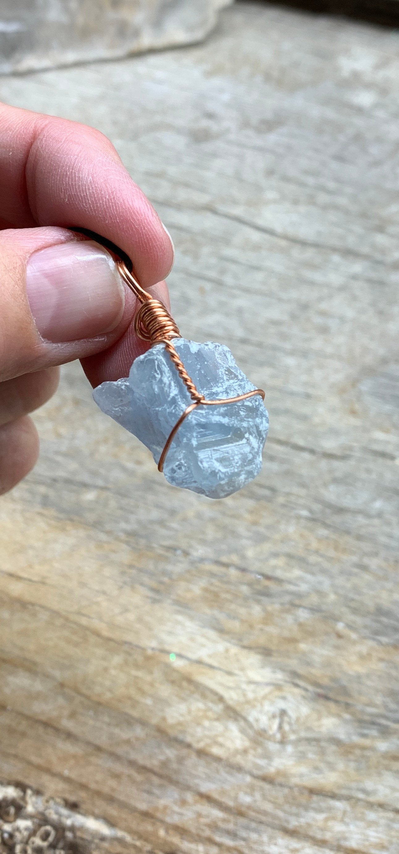 Celestite Wire Wrapped Necklace  NCK-1563