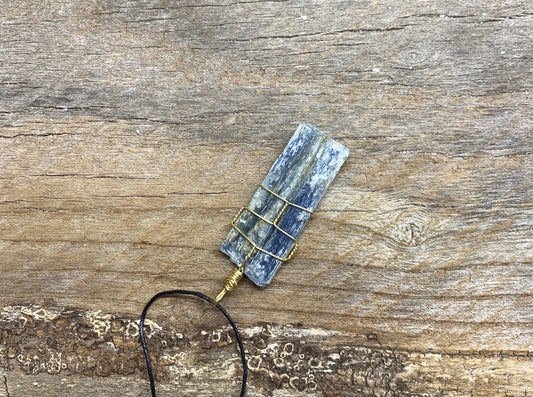 Blue Kyanite Necklace, Wire Wrapped, Hand Made, Beautiful, Abundance NCK-1556