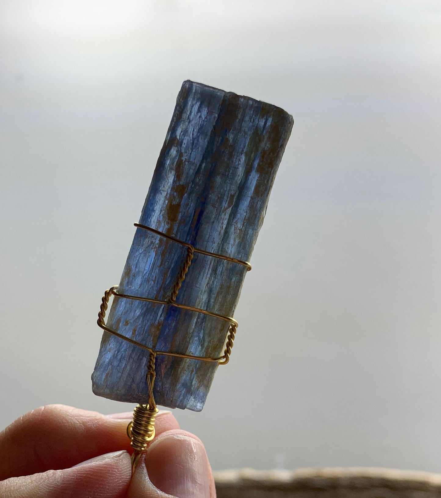 Blue Kyanite Necklace, Wire Wrapped, Hand Made, Beautiful, Abundance NCK-1556