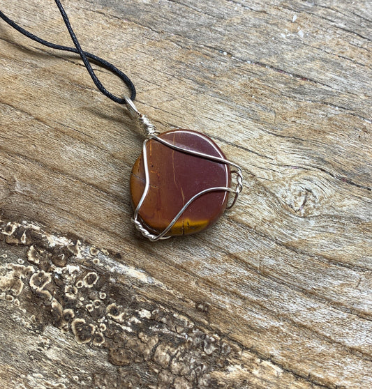 Mookaite Jasper Necklace, Wire Wrapped, Hand Made NCK-1500