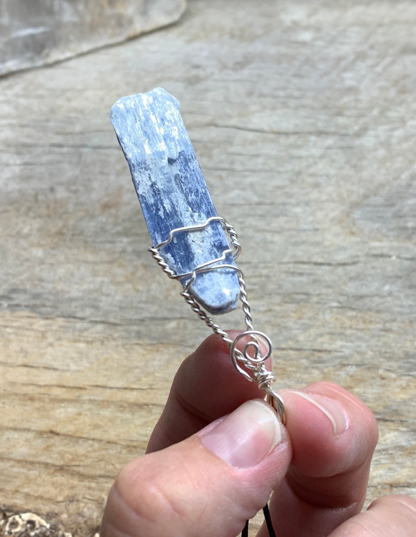 Blue Kyanite Necklace, Wire Wrapped, Hand Made, Beautiful, Abundance NCK-1506