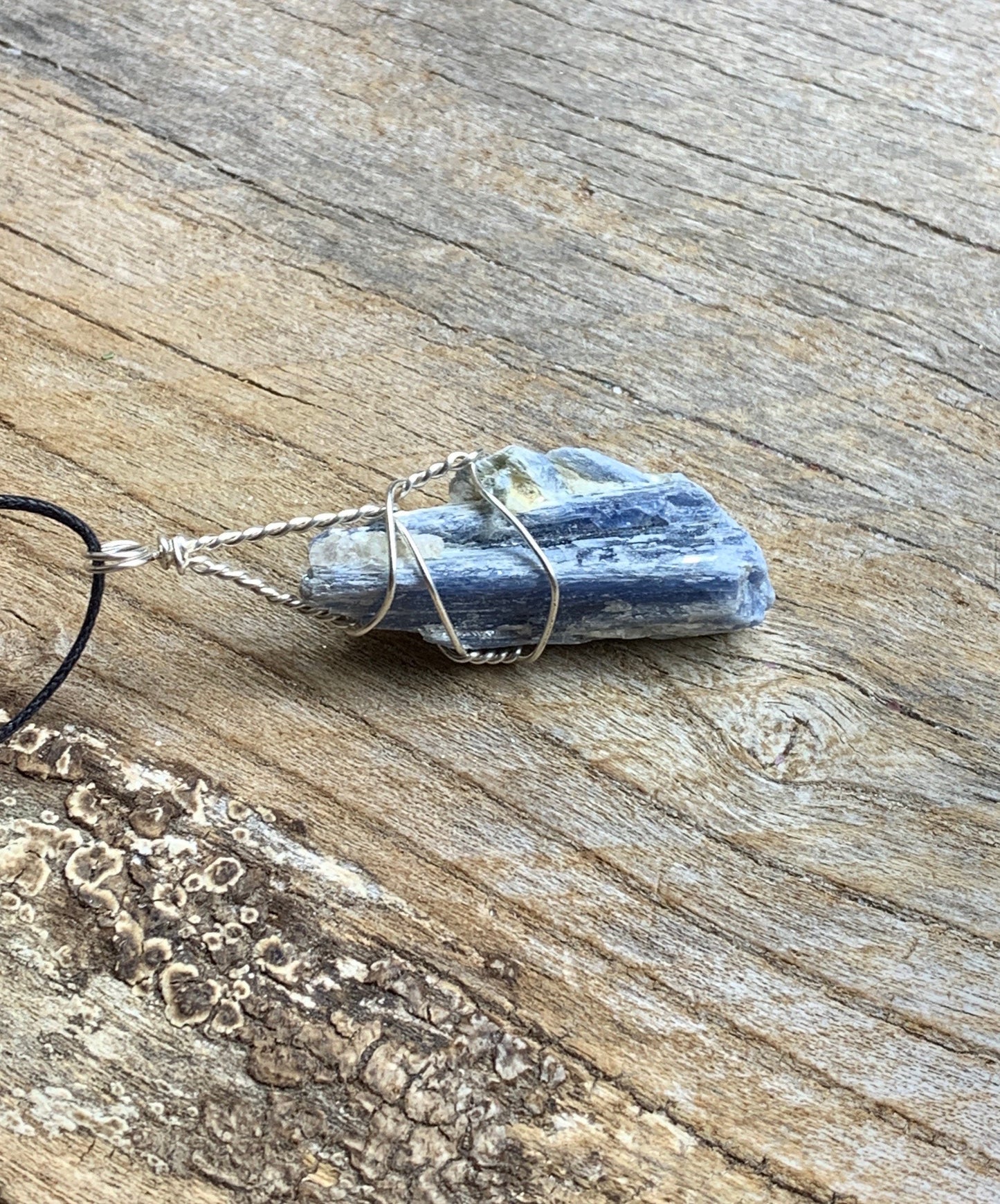 Blue Kyanite Necklace, Wire Wrapped, Hand Made, Beautiful, Abundance NCK-1503