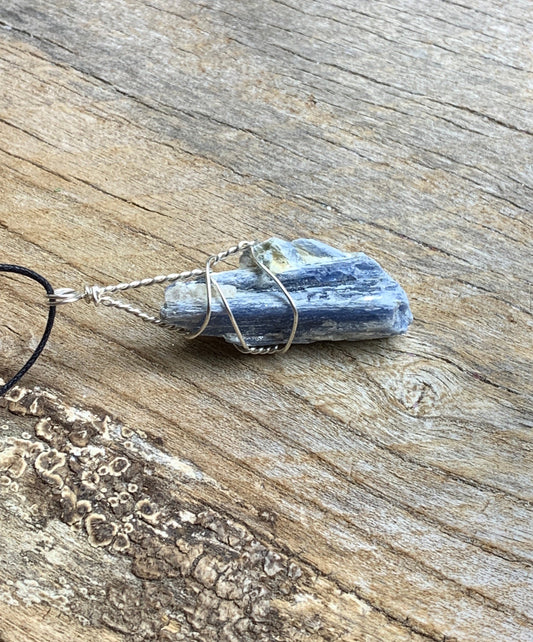 Blue Kyanite Necklace, Wire Wrapped, Hand Made, Beautiful, Abundance NCK-1503