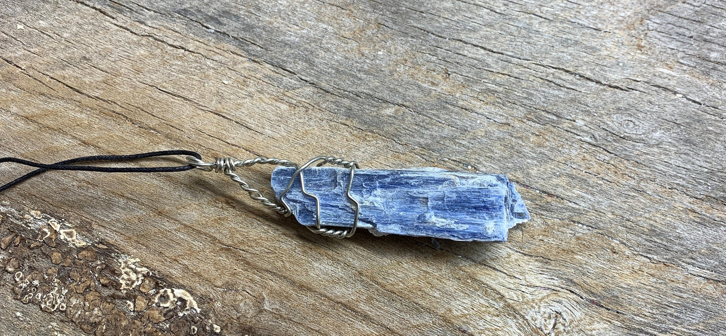 Blue Kyanite Necklace, Wire Wrapped, Hand Made, Beautiful, Abundance NCK-1509