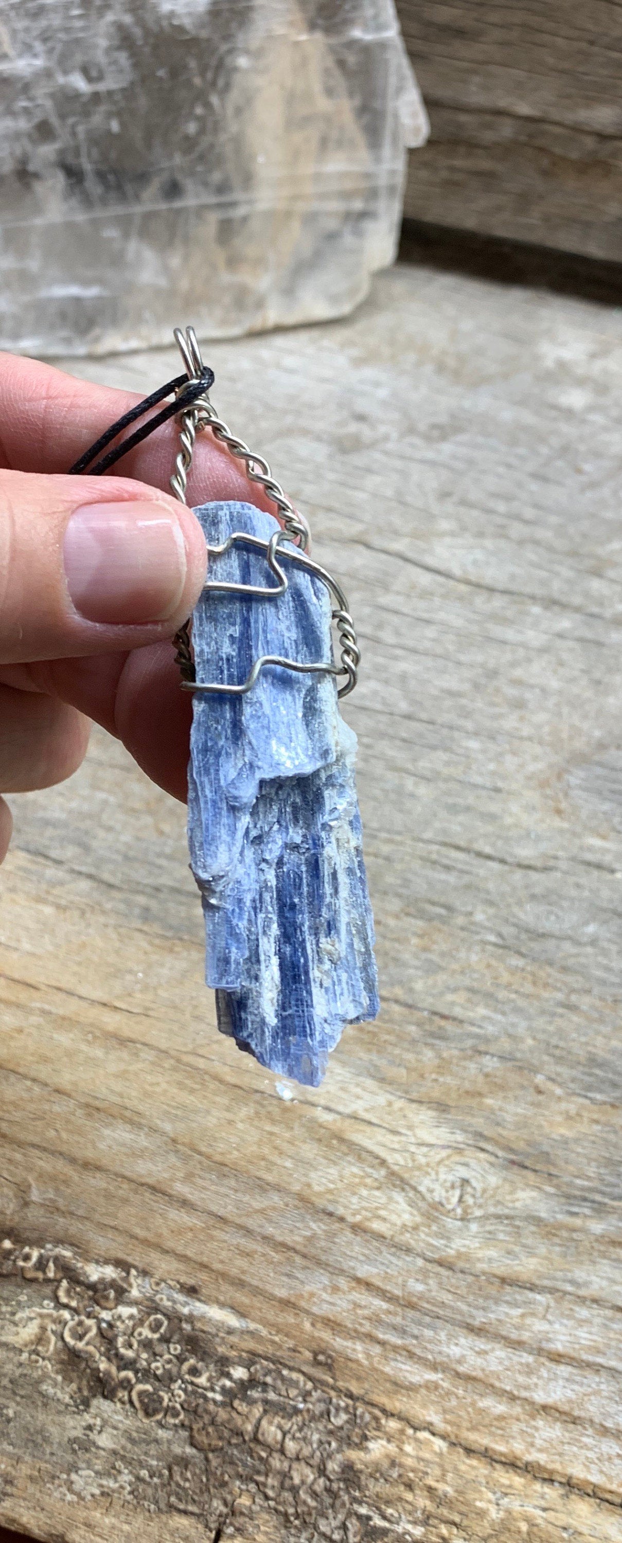 Blue Kyanite Necklace, Wire Wrapped, Hand Made, Beautiful, Abundance NCK-1509