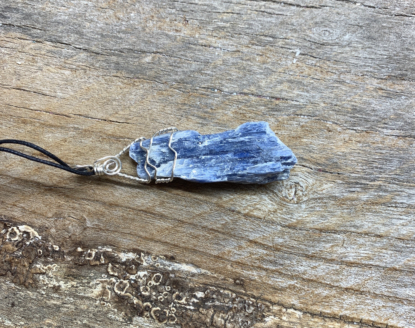 Blue Kyanite Necklace, Wire Wrapped, Hand Made, Beautiful, Abundance NCK-1508