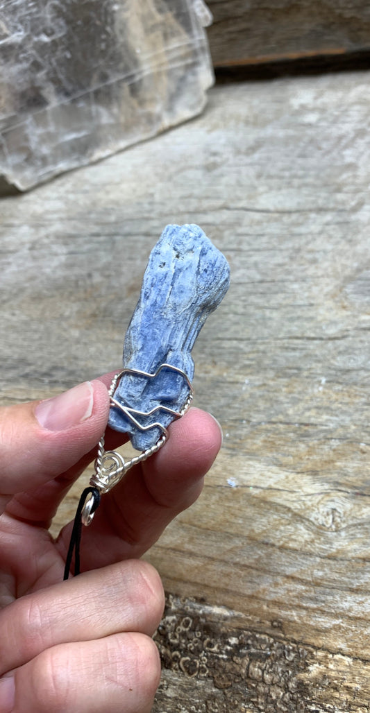 Blue Kyanite Necklace, Wire Wrapped, Hand Made, Beautiful, Abundance NCK-1508