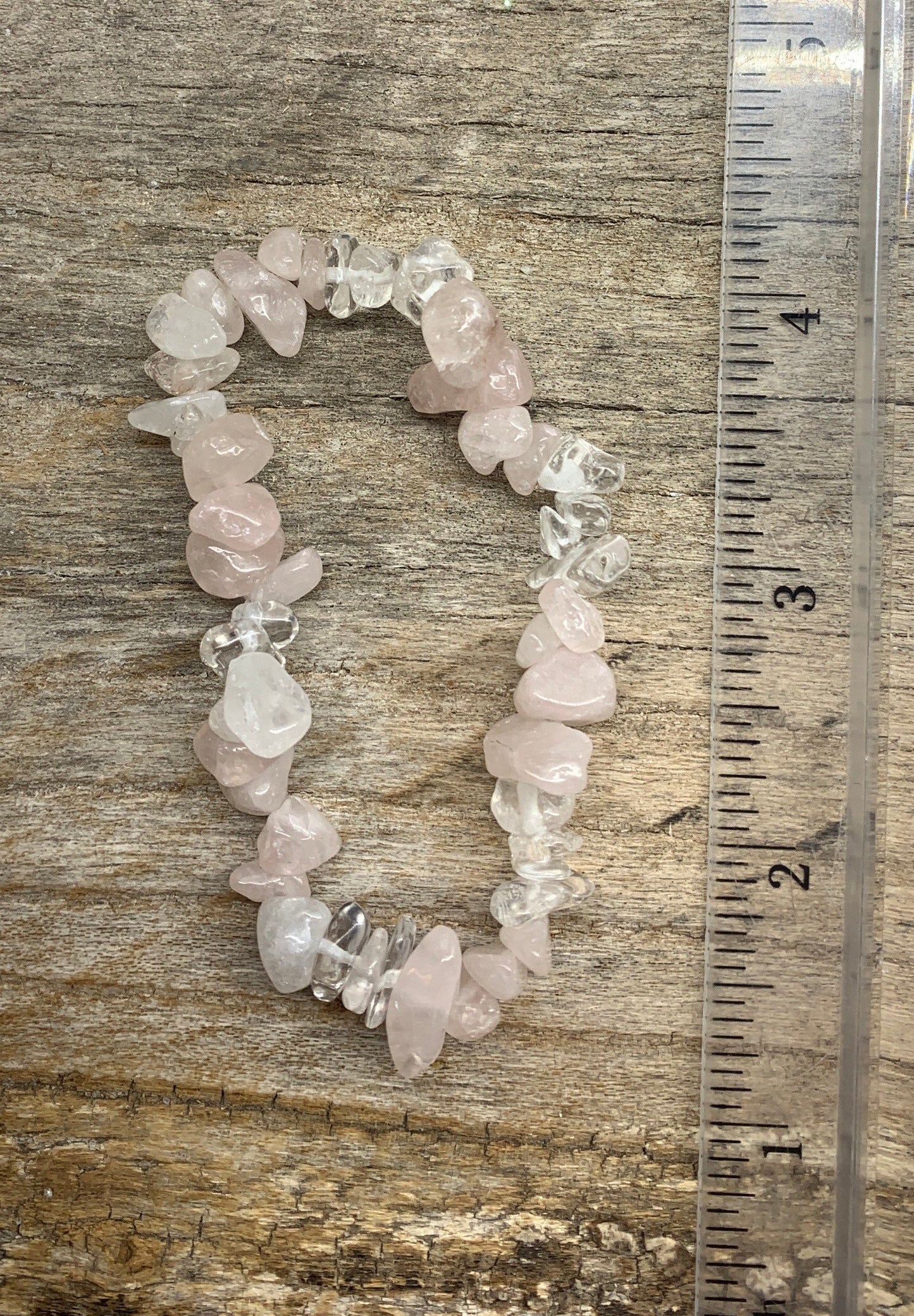 Rose Quartz & Clear Quartz Chip Bracelet 1087