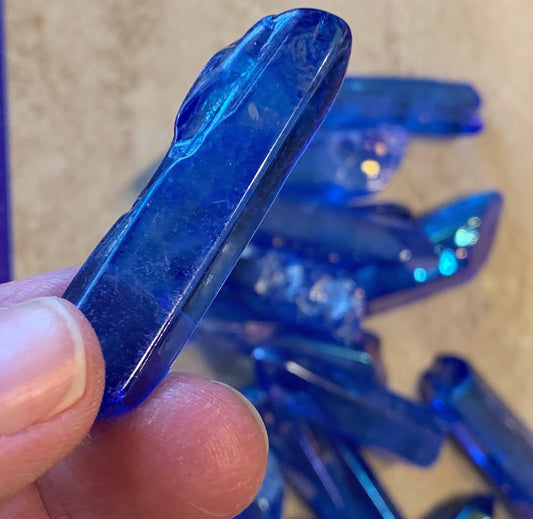 Indigo Aura Quartz Point 1536 (Approx. 1 1/2”- 2 3/4”)