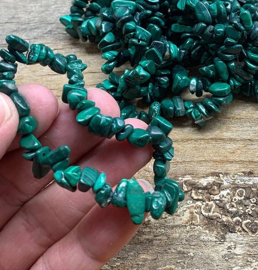 Malachite Chip Bracelet BRC-0156 Natural & Authentic Shop Wholesale Crystals