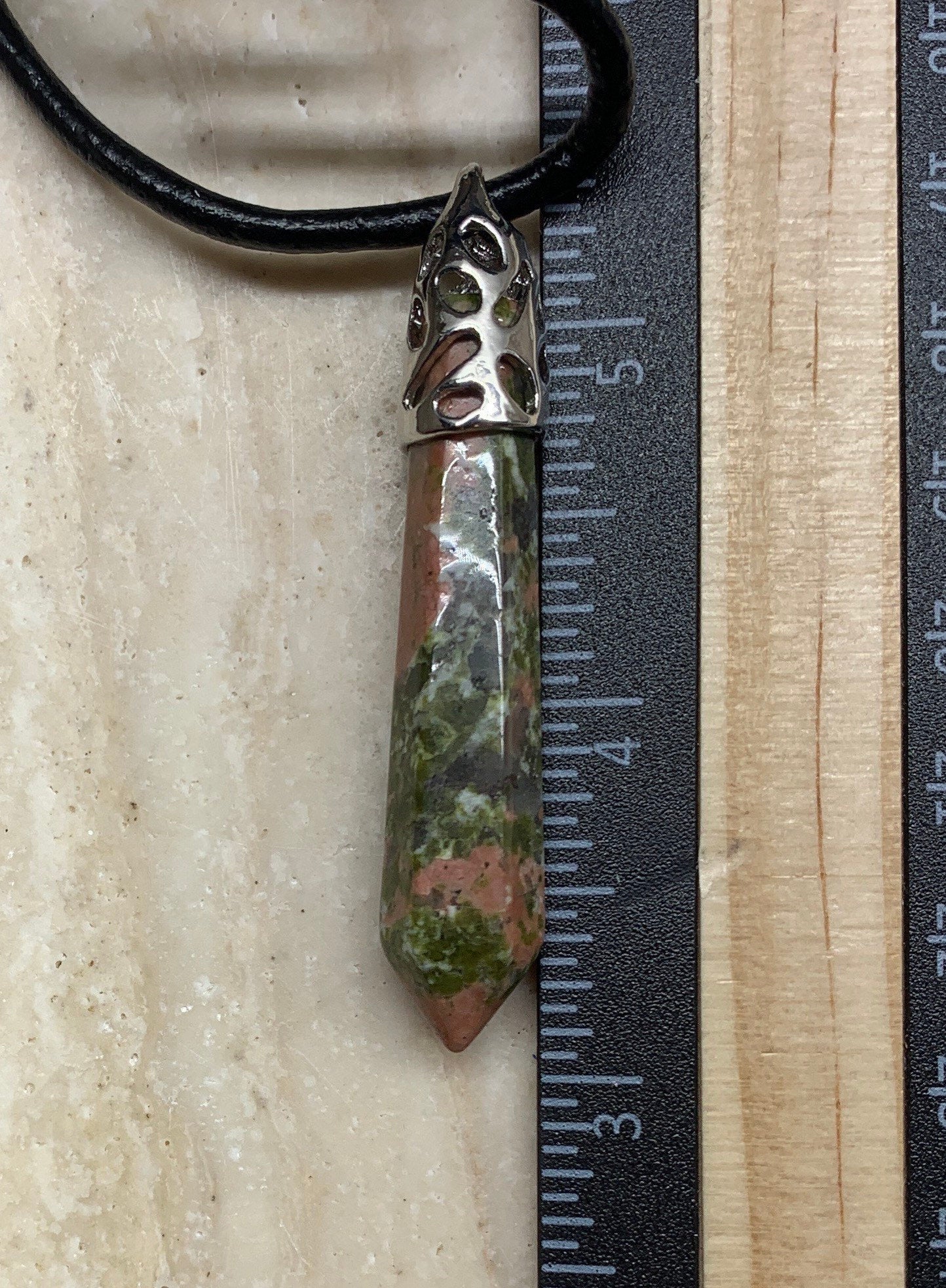 Unakite Jasper Crystal Point Necklace NCK-2009