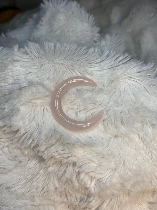 Rose Quartz Crescent Moon, carved. Polished Stone for the Heart Chakra, for Wire Wrapping or Crystal Grid 0012 Shop Wholesale Crystals