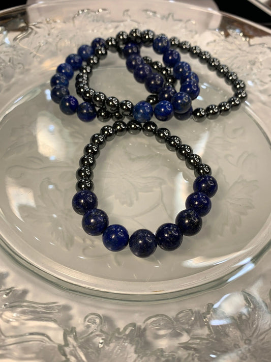 Lapis Lazuli Hematite Bracelet (Color Enhanced) BRC-0079 Shop Wholesale Crystals