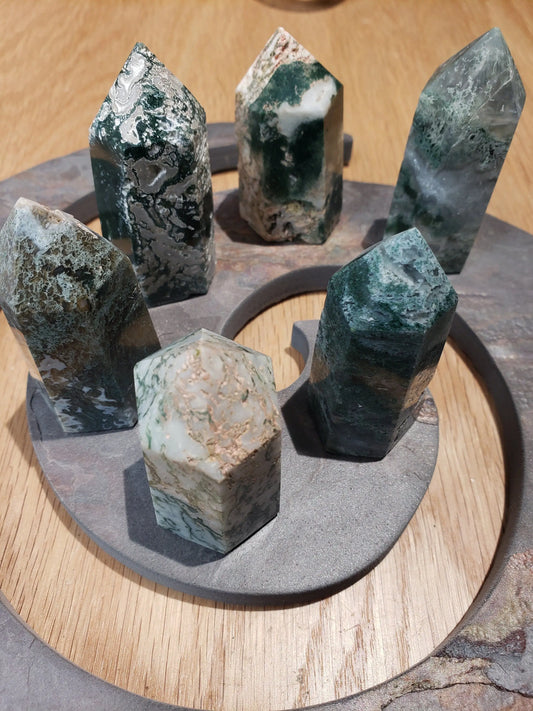 Tree Agate Obelisk, Polished (Approx. 2 1/4” - 3 3/4”) Polished Stone 0886 Shop Wholesale Crystals