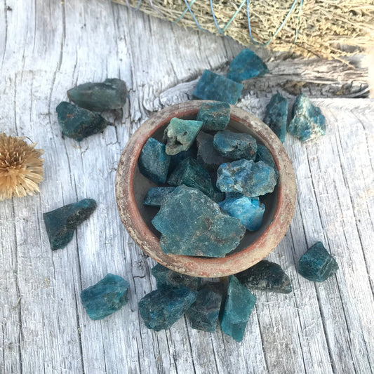 Raw Blue Apatite, One stone (3/4 to 1 1/4" long), Rough Teal Blue Healing Crystal 1287 - Shop Wholesale Crystals