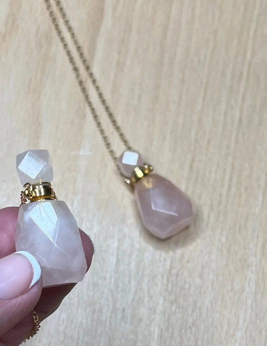 Rose Quartz Faceted Potion Bottle Necklace with screw on Top NCK-2658 Shop Wholesale Crystals