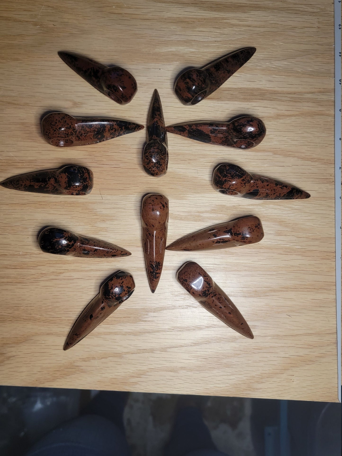 Mahogany Obsidian Carved Raven Skull 0972 (Approx. 2 1/2" - 3 1/4") Supply for Crystal Grid, Home Decor or Halloween Crafts