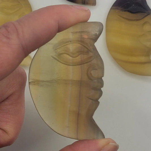 Yellow Fluorite Moon Carving (Approx. 1 5/8" - 2 1/2") 0065 Shop Wholesale Crystals