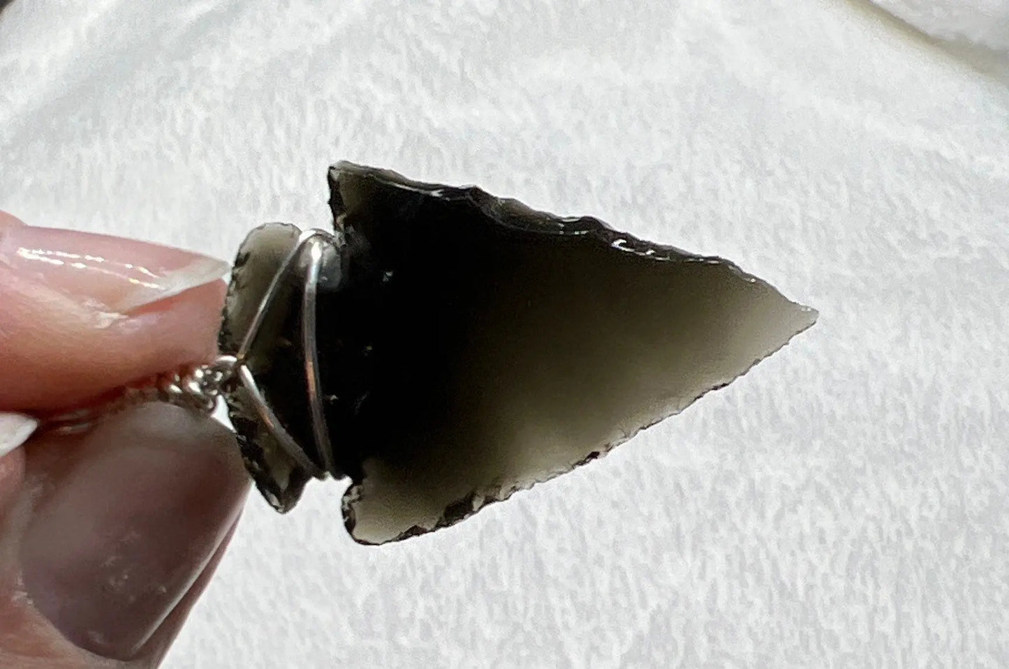 Black Obsidian Arrowhead Hand Made WIre Wrapped Necklace (Approx. 1 1/4" - 1 1/2") NCK-2394 Shop Wholesale Crystals