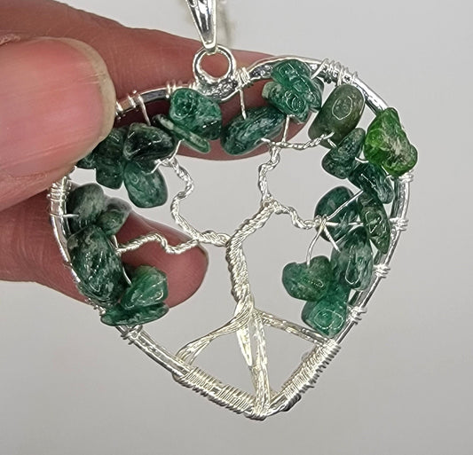 Moss Agate Wire Wrapped Tree of Life Necklace (Handmade) 1137