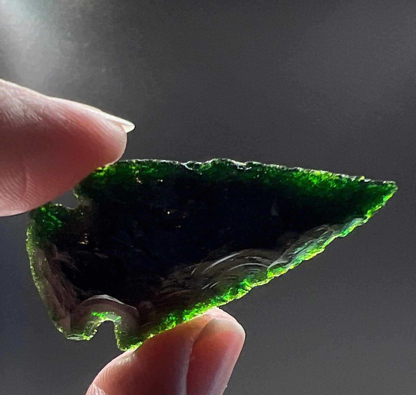 Green Goldstone Knapped Arrowhead 1223 (Approx. 1 1/4”-1 1/2”)