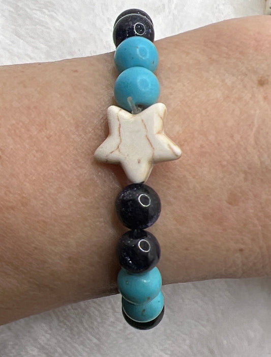 Night Sky Bracelet, with howlite star BRC-0165