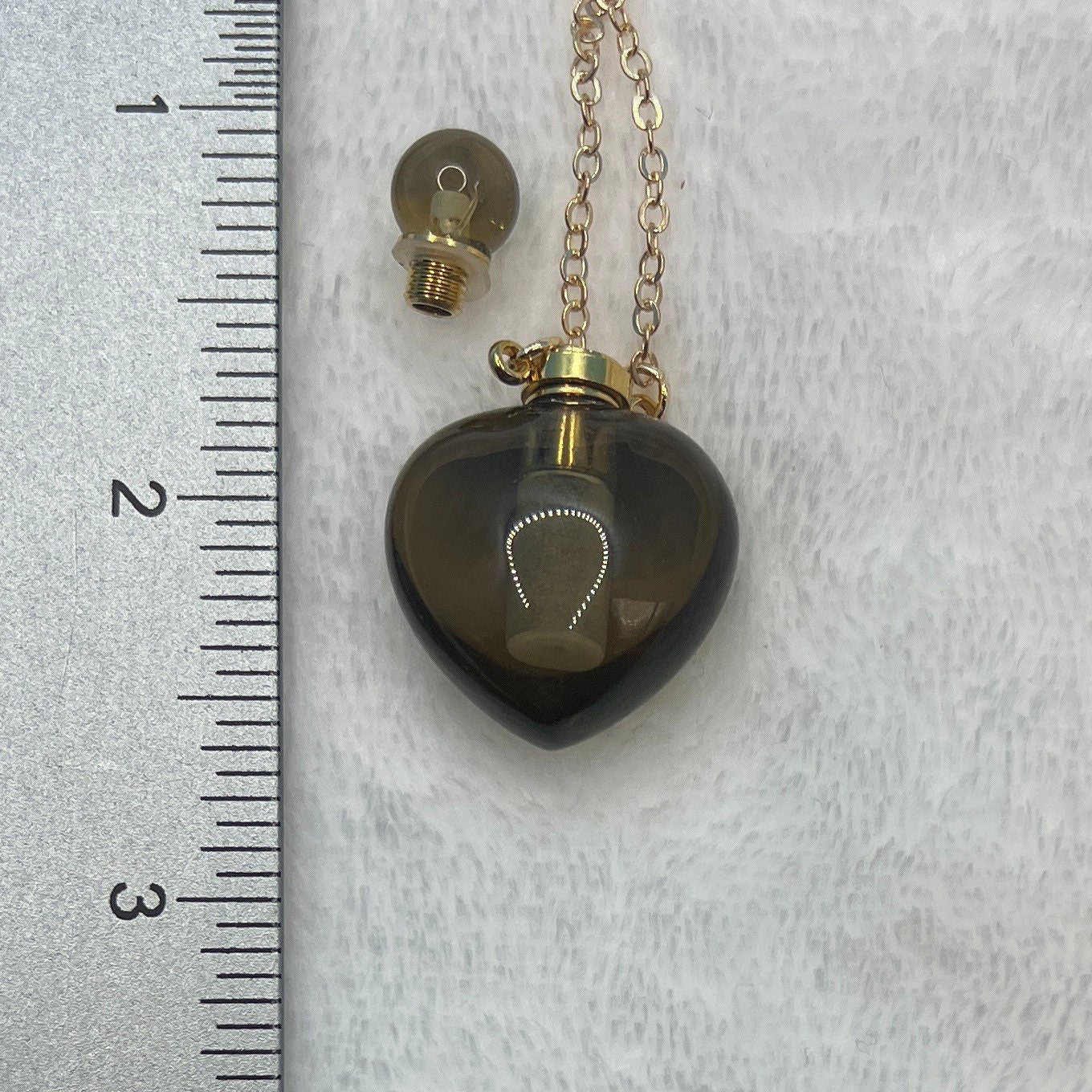 Smoky Quartz Heart Potion Bottle Necklace with screw on cap. NCK-2648