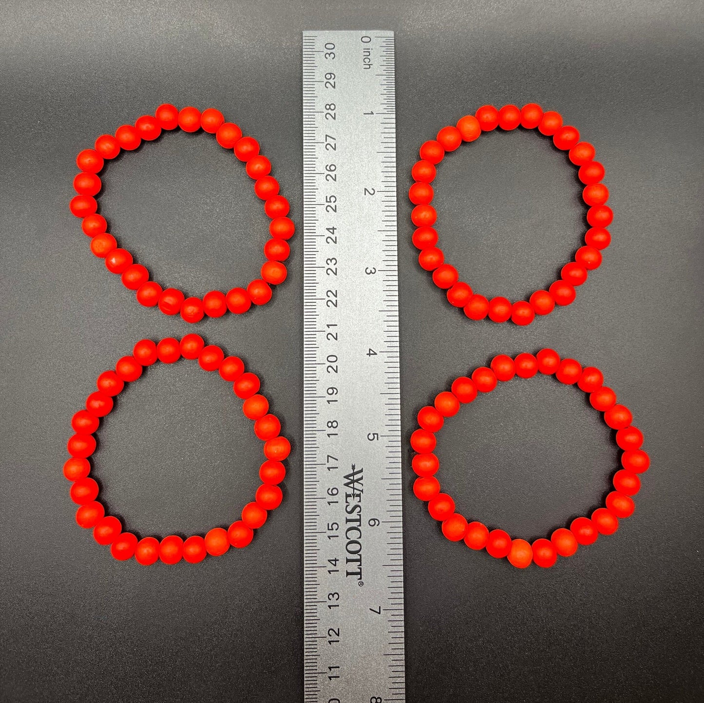 Wooden Beaded Bracelet, Bright Orange 1135