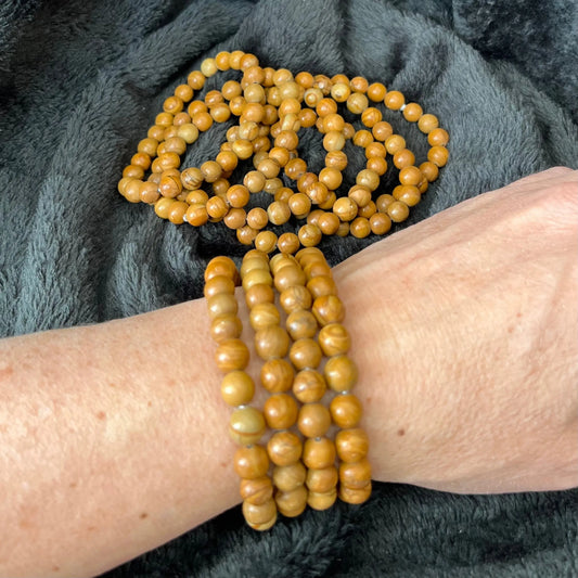 Wood Lace Stone Bracelet, (8mm beads) BRC-0185 Shop Wholesale Crystals