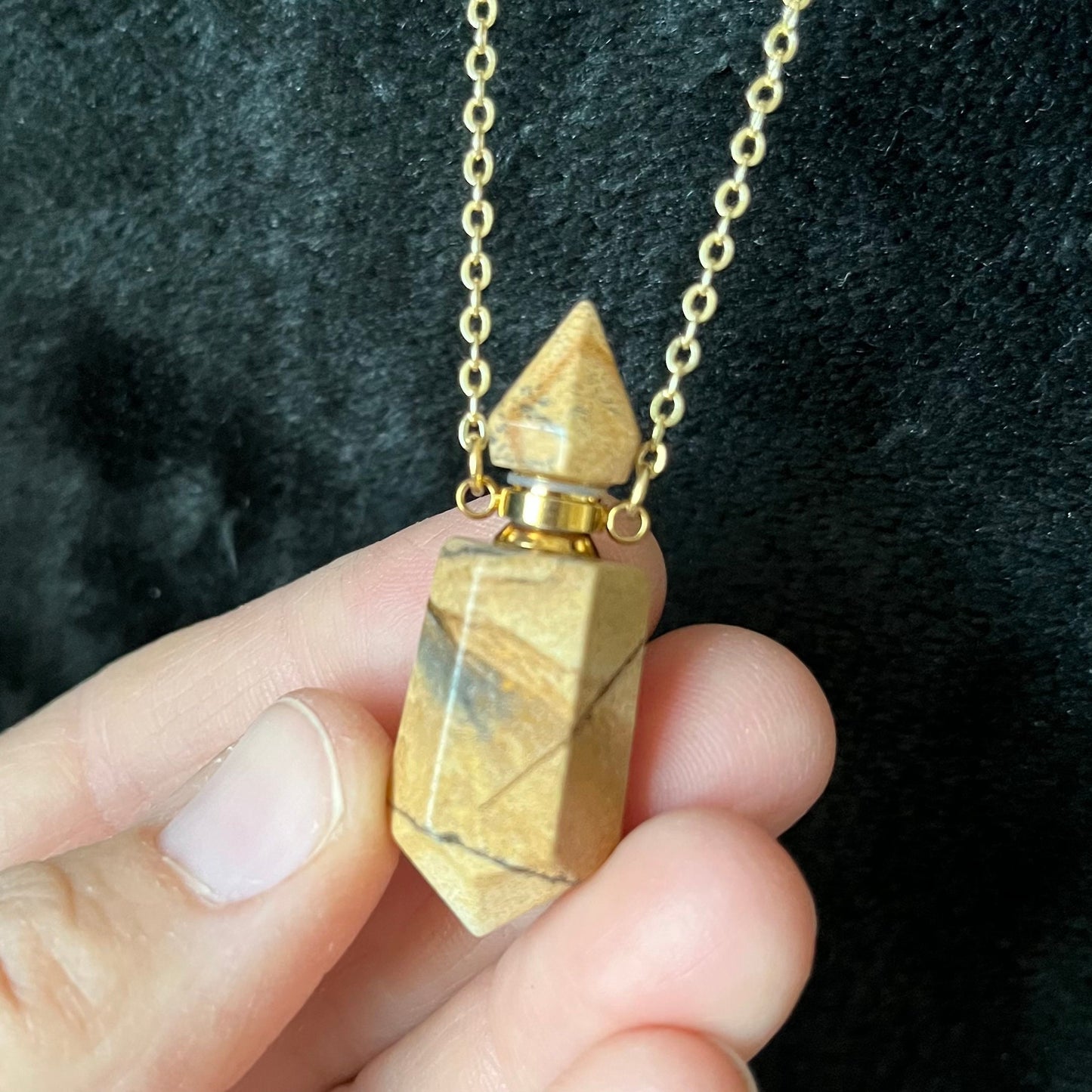 Picture Jasper Faceted Potion Bottle Necklace (with screw on cap) NCK-2698