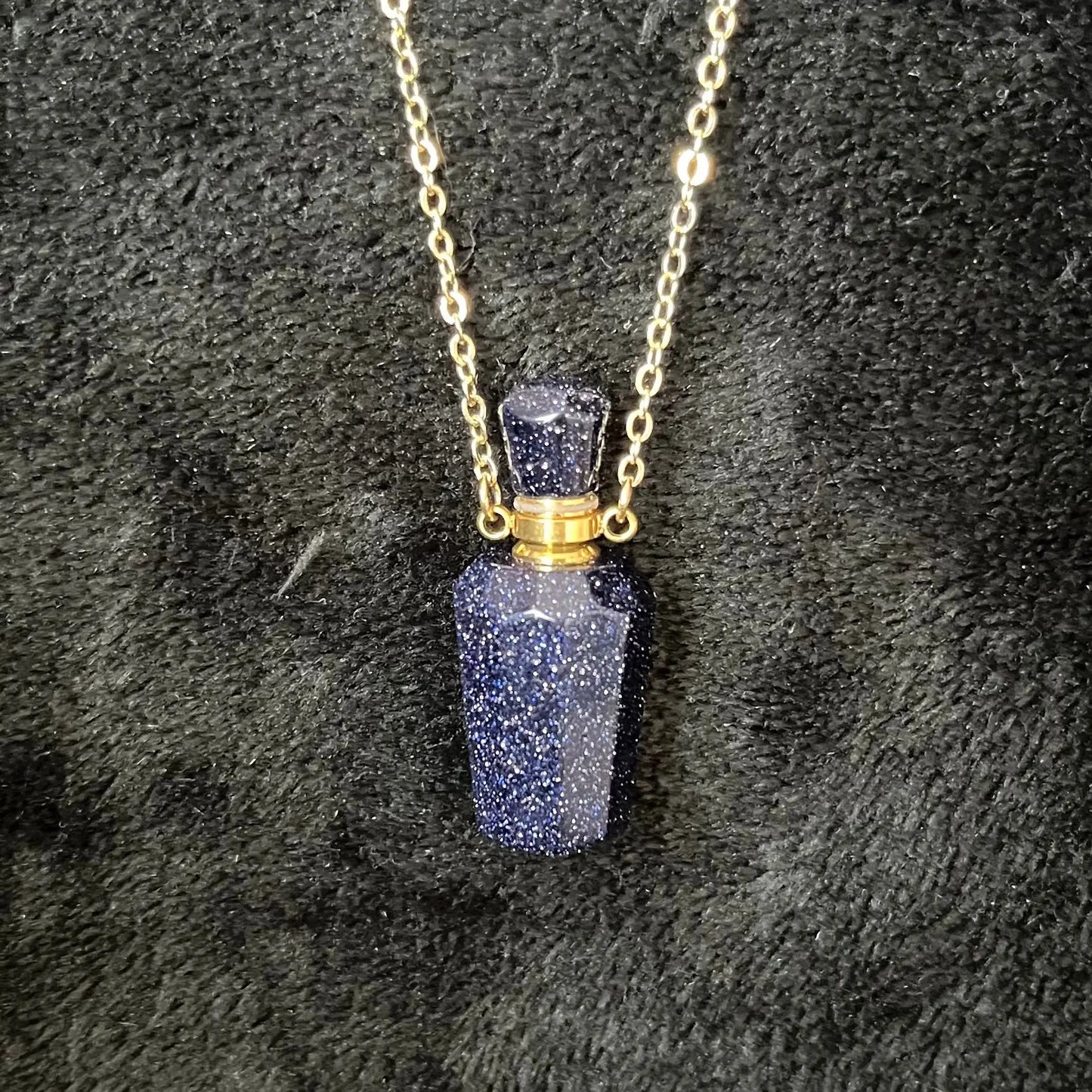 Blue Goldstone Faceted Potion Bottle Necklace (with screw on cap) NCK-2691 Shop Wholesale Crystals