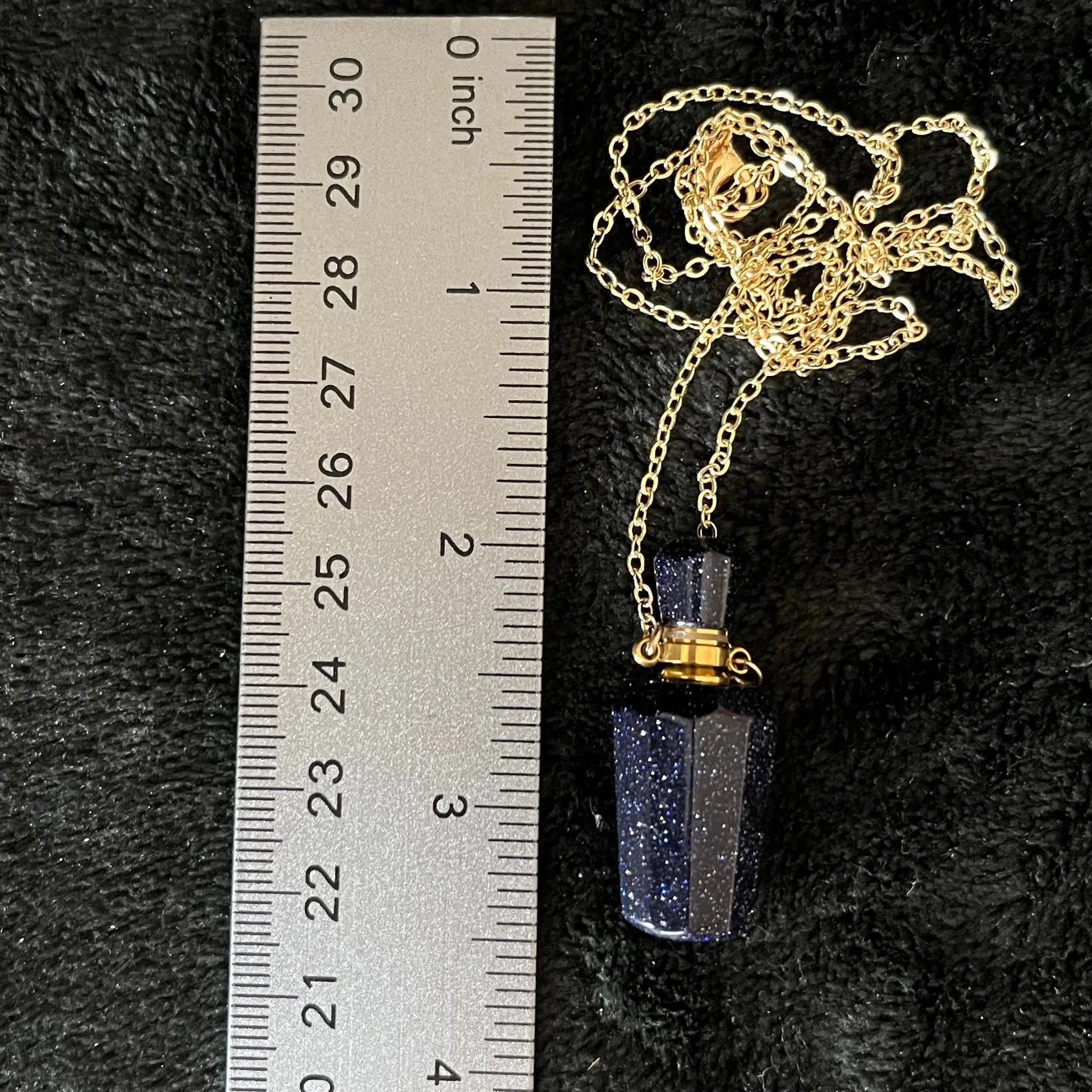 Blue Goldstone Faceted Potion Bottle Necklace (with screw on cap) NCK-2691 Shop Wholesale Crystals