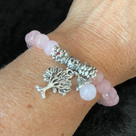 Rose Quartz Tree of Life Charm Bracelet BRC-0191 Shop Wholesale Crystals