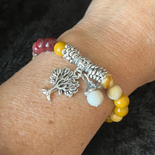 Mookaite Jasper Tree of Life Charm Bracelet BRC-0192 Shop Wholesale Crystals
