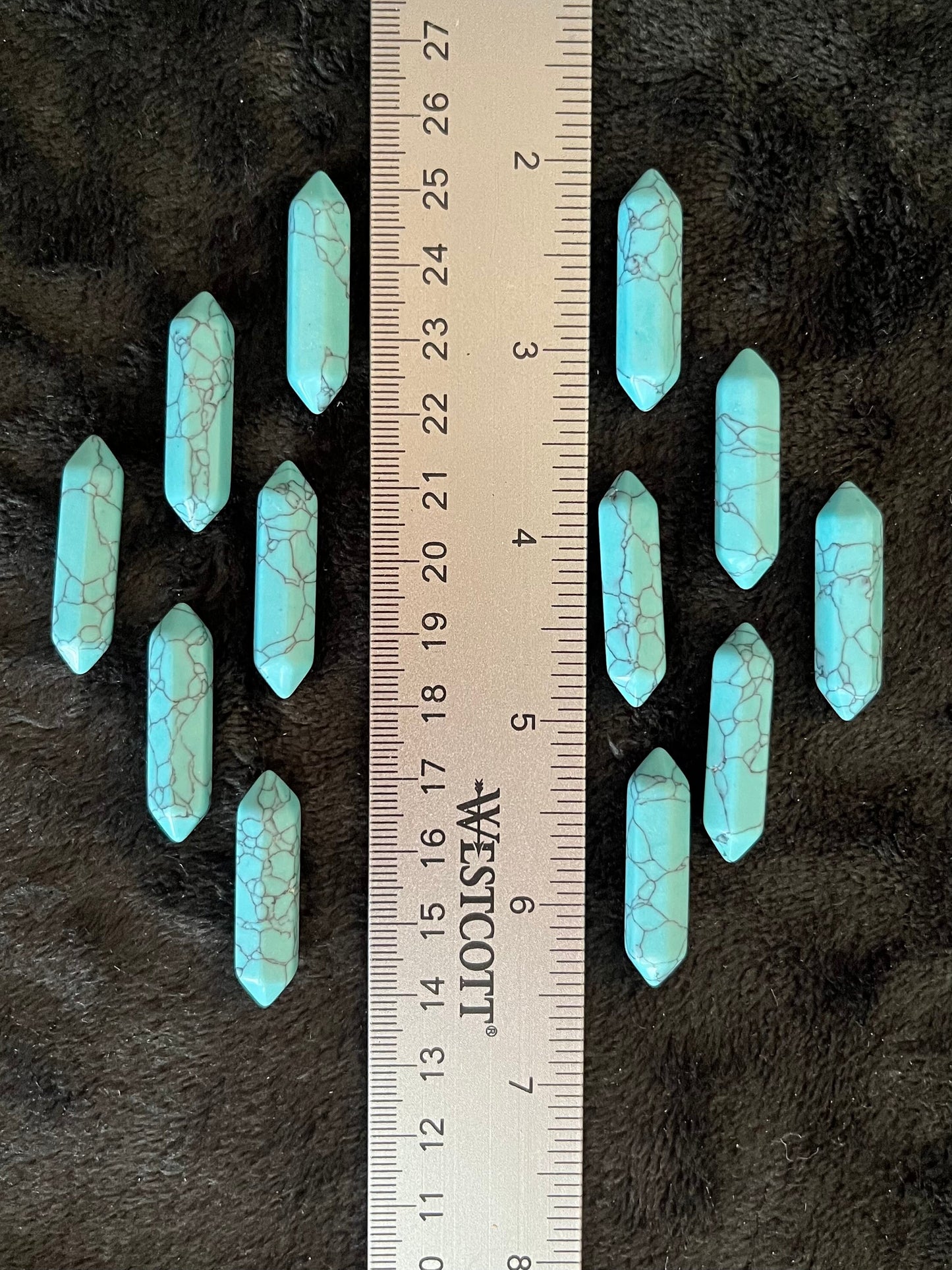 Blue Howlite Double Point (Approx. 1 1/8”) T-0016