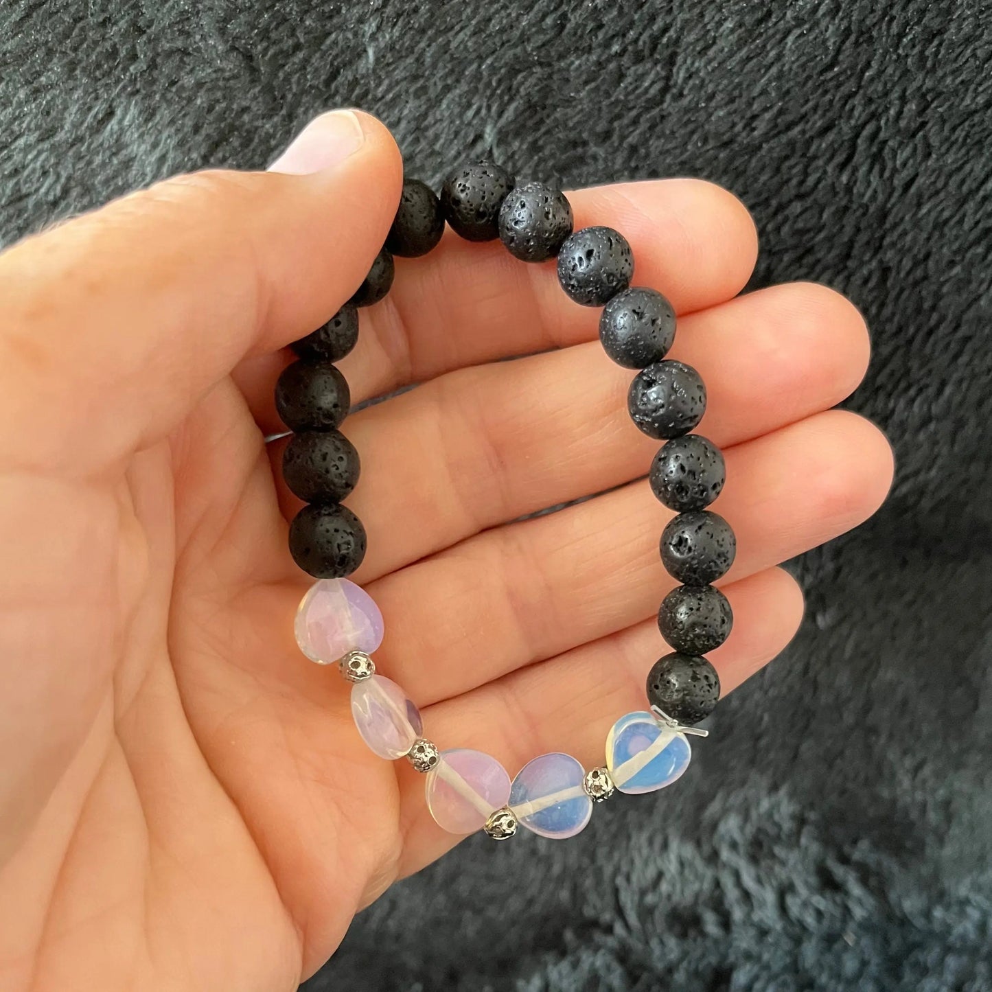 Opalite Heart Lava Bracelet BRC-0113 Shop Wholesale Crystals