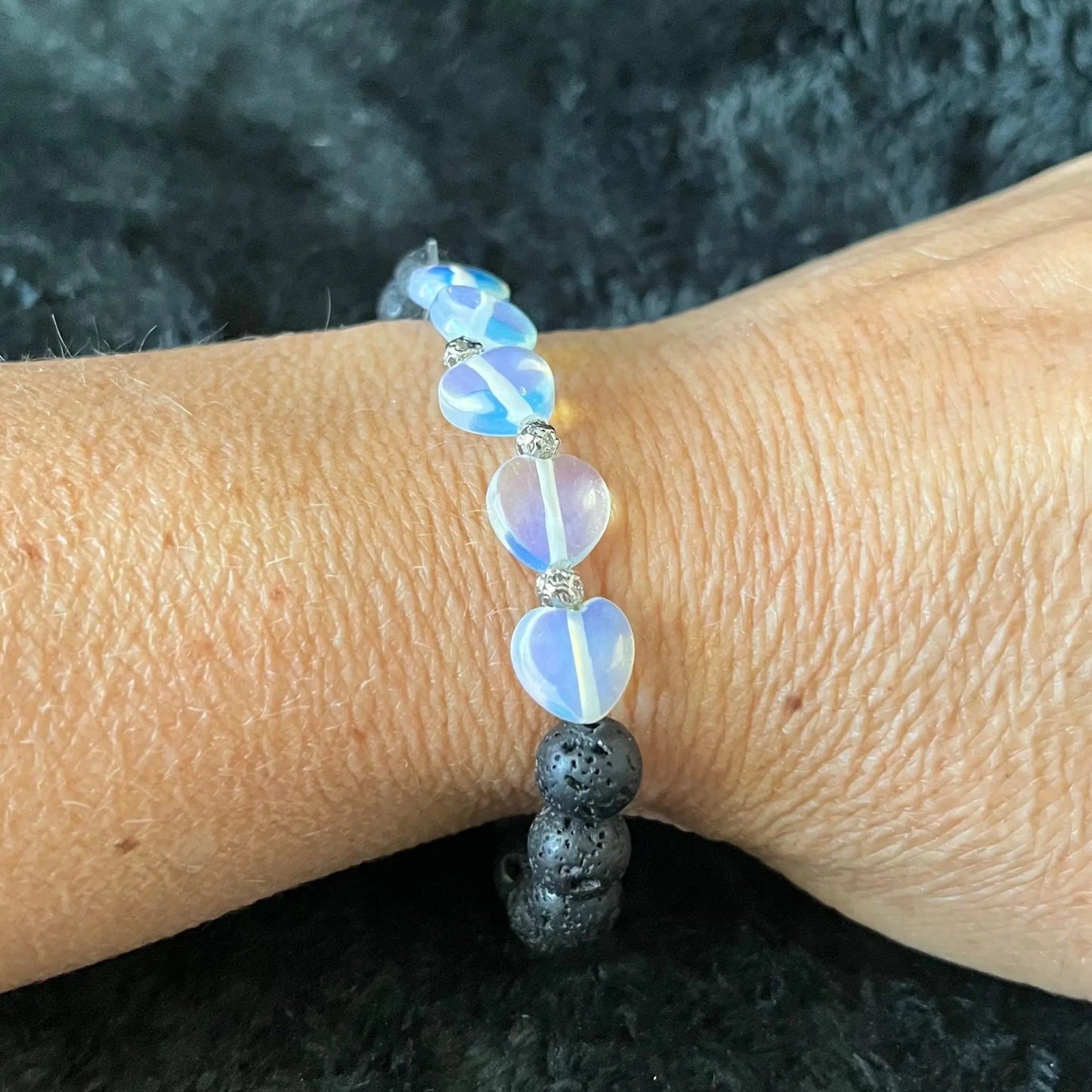 Opalite Heart Lava Bracelet BRC-0113 Shop Wholesale Crystals